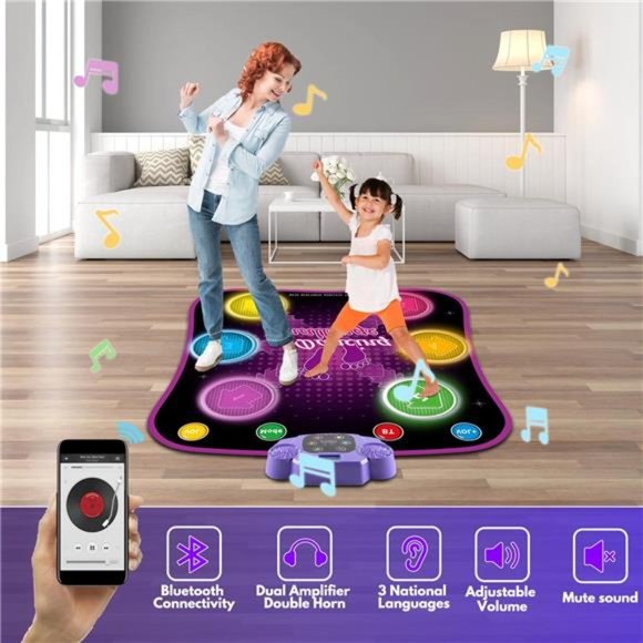 Dance Mat with Anti-Slip Mat, Electronic Dance Mats for Kids Ages 4-8 Years - Picture 3 of 6